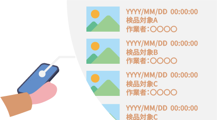 PLCと連携して検品しているイラスト