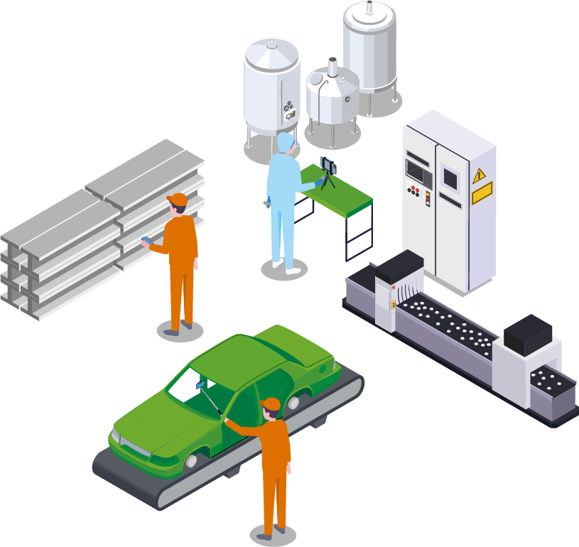 画像検品システムを利用している人たちのイラスト