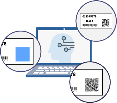 AIがQRコードを検知して様々なマスク処理を施している様子